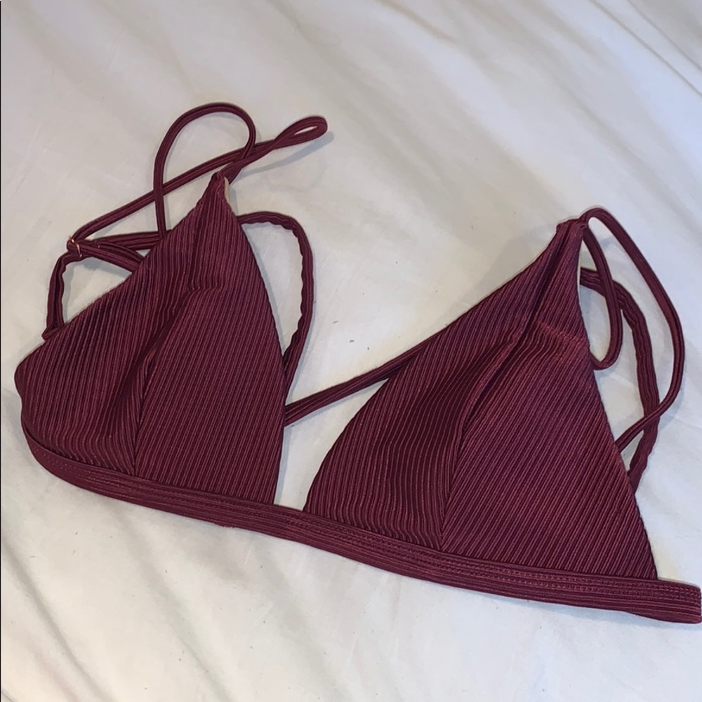 maroon ribbed bikini top
